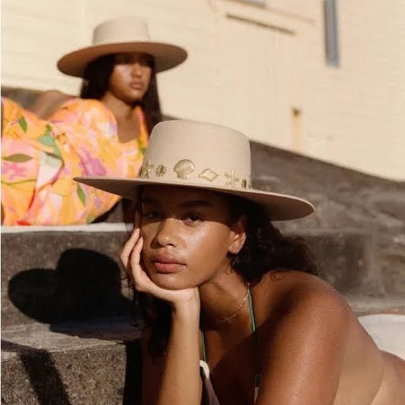 Lack of Color Seaside Boater Hat Ivory Medium 57cm Wide Brim - Picture 2 of 6